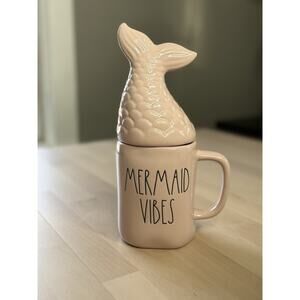 Rae Dunn Mermaid Vibes Mug With Tail, Powder Pink